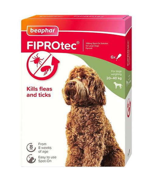 Beaphar FIPROtec Flea and Tick Spot On for Large Dogs (20-40kg) 6 pipettes