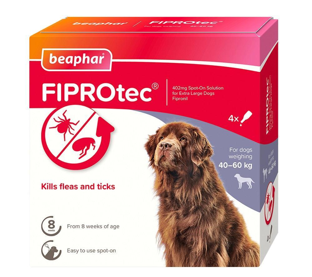 Beaphar FIPROtec Flea and Tick Spot On for Extra Large Dogs (40-60kg) 4 pipettes