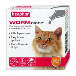 Beaphar WORMclear Spot-On for Cats, 2tmnt - North East Pet Shop Beaphar