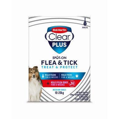 Bob Martin Clear PLUS 134mg / 120.6mg Spot On Solution for Medium Dogs 1T