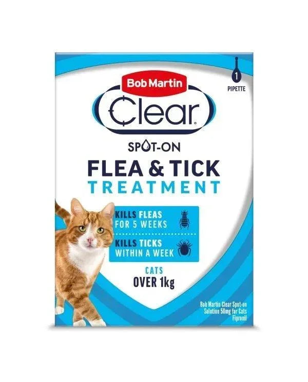 Bob Martin Clear Cat Spot On Flea & Tick Treatment 1 pipette - North East Pet Shop Bob Martin