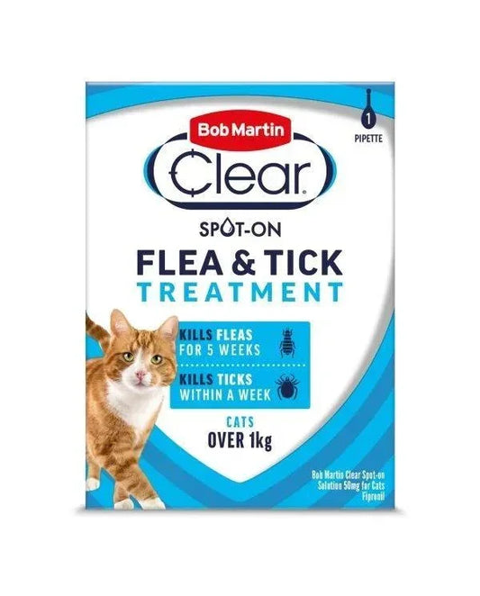 Bob Martin Clear Cat Spot On Flea & Tick Treatment 1 pipette - North East Pet Shop Bob Martin