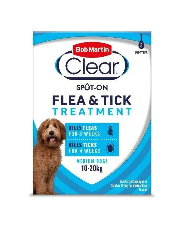 Bob Martin Clear Spot On Flea and Tick Treatment Medium Dog (10-20kg) 3 pipettes