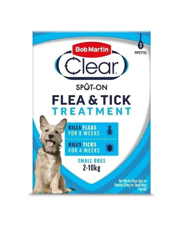 Bob Martin Clear Spot On Flea and Tick Treatment Small Dog (2-10kg) 3 pipettes