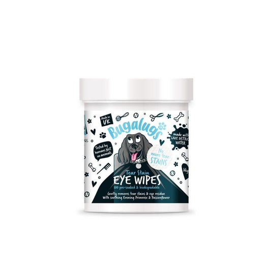 Bugalugs Tear Stain EyeWipes (100 pre soaked Bio Wipes) - North East Pet Shop Bugalugs
