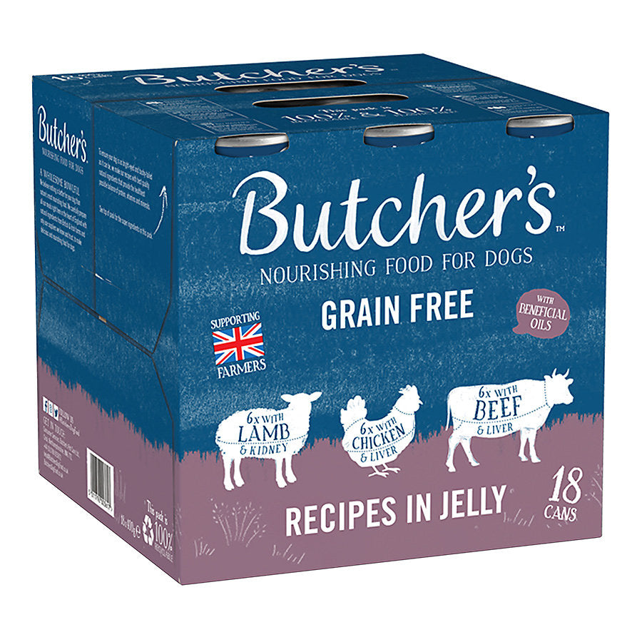 Butcher's Recipes in Jelly Dog Food Cans – 12 x 400g / 18 x 400g / 6 x 400g