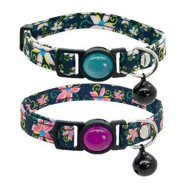 Cat Circus Collar Jewelled Floral Denim Pink - North East Pet Shop Cat Circus