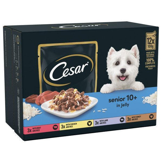 Cesar Deliciously Fresh Senior 10+ Selection in Jelly Pouches 48 x 100g - North East Pet Shop Cesar