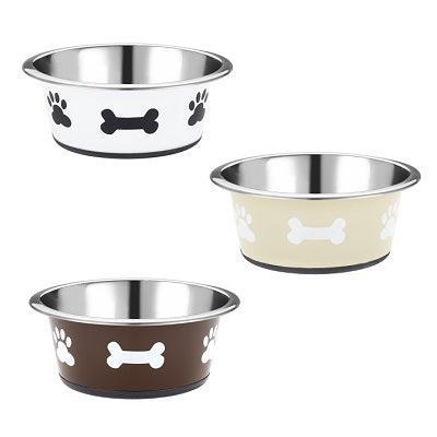 Classic Posh Paws Stainless Steel Neutral Non-Slip Dish 900ml White