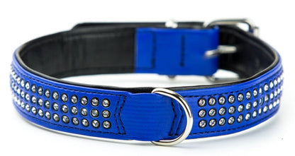 Nobby Double Back Swarovski Crystal Collar Dark Blue 22mm x 47cm