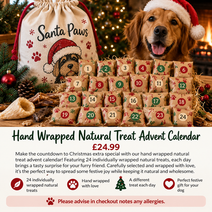 Hand-Wrapped Natural Dog Treat Advent Calendar – 24 Treats
