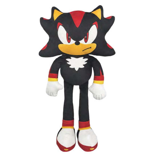 Happy Pet Sonic the Hedgehog Jumbo Shadow Figure, black and red plush toy on white background