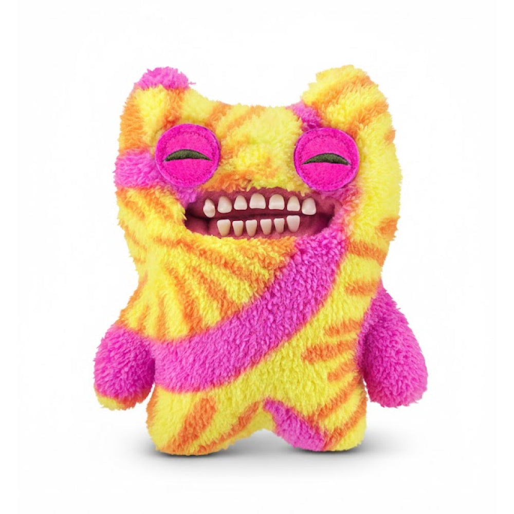 BONKERS Fuggler Old Tooth Tie-Dye pink and yellow plush dog toy
