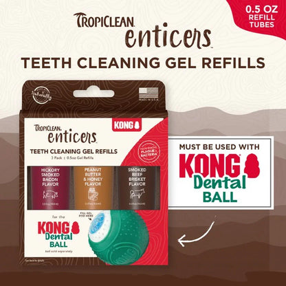 KONG TropiClean Enticers Teeth Cleaning Gel Variety Pack for KONG Dental Ball
