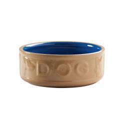Mason Cash Cane and Blue Lettered Dog Bowl 7"