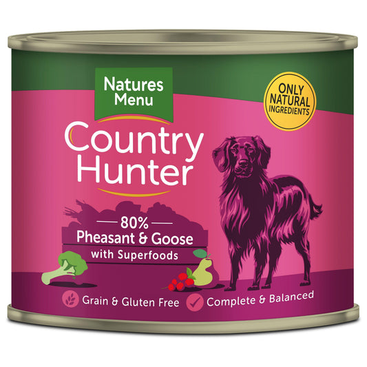 Natures Menu Ctry Hunter Dog Tins Pheasant &Goose 6x600g - North East Pet Shop Natures Menu