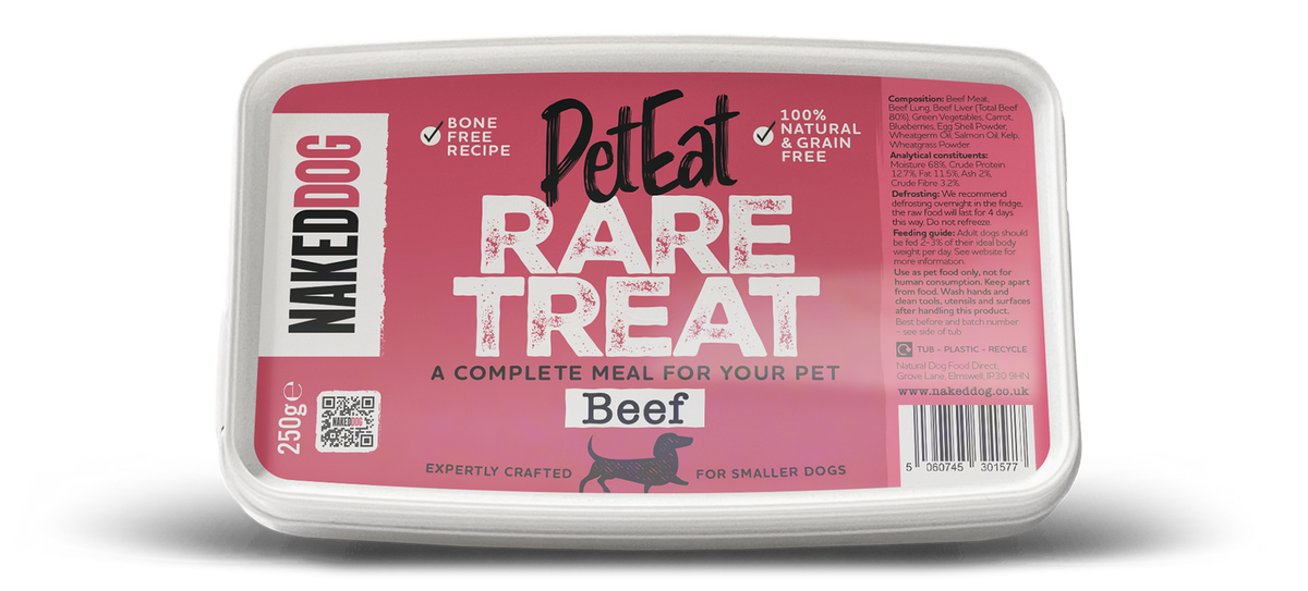 Naked Dog PetEat Rare Treat Beef 250g