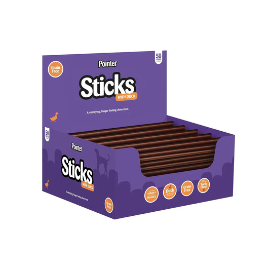 Pointer Duck Sticks Grain Free Dog Treats 54g x 50 - North East Pet Shop Pointer