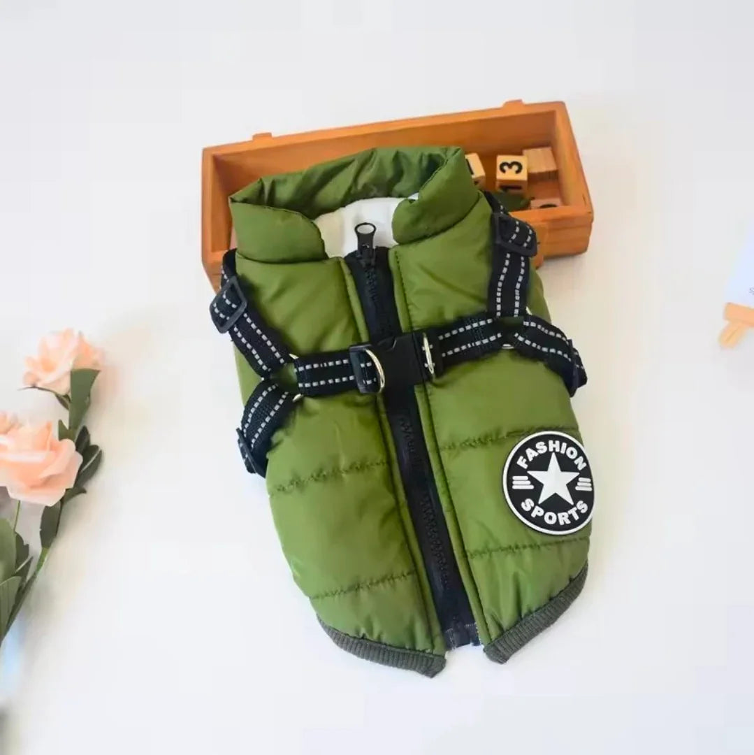 Sports Warm Dog Harness Coat - Extra Large / Black