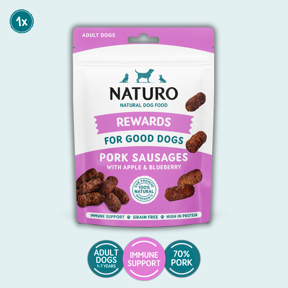 Naturo Adult Dog Pork & Apple Sausage Reward Treats (70g)