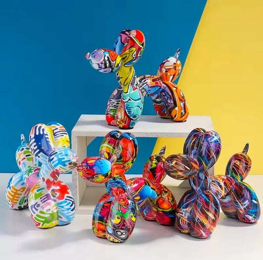 Graffiti Balloon Dog Resin Statue - 1