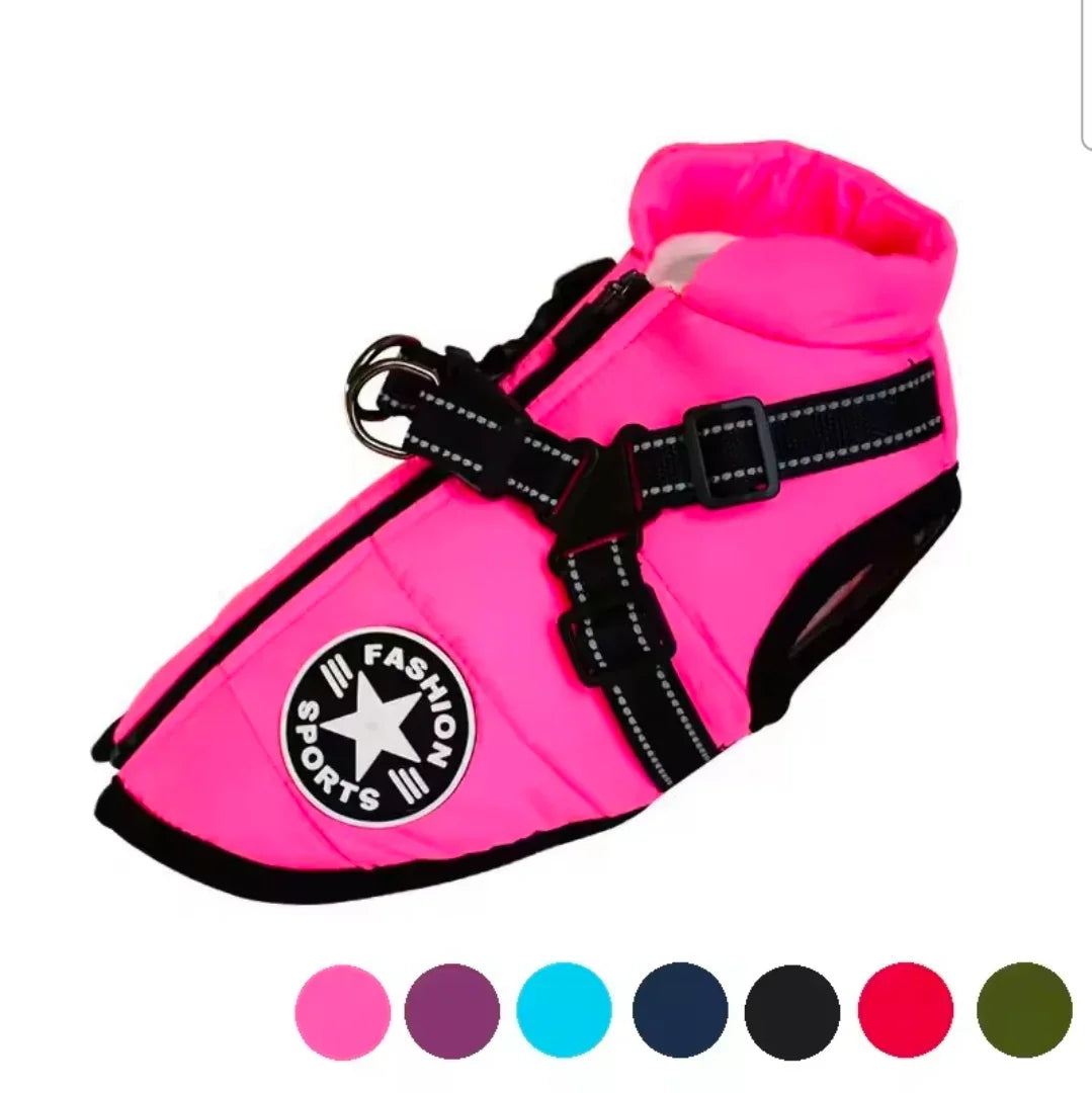 Sports Warm Dog Harness Coat - Medium / Black
