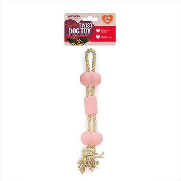 Rosewood Tough Twist BBQ Flavour Rubber and Rope Bone