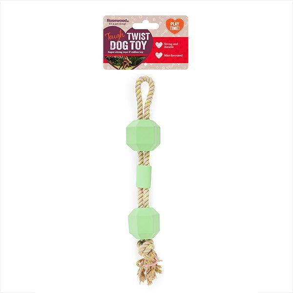 Rosewood Tough Twist Mint Flavour Rubber and Rope Toy