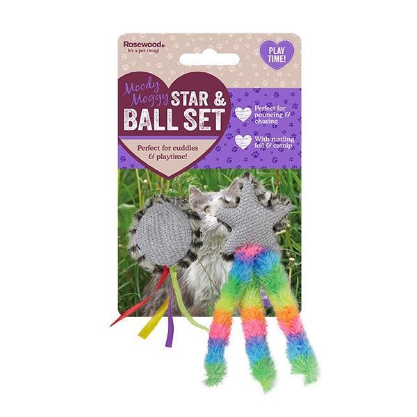 Rosewood Moody Moggy Star and Ball Set 2 Pieces