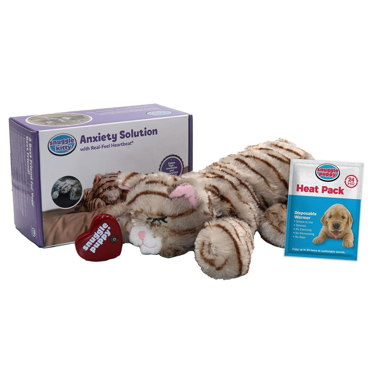 Snuggle Kitty Heartbeat Toy – Tan Tiger