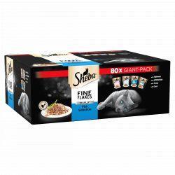 Sheba Fine Flakes Cat Pouches Fish Collection in Jelly 80 Pack - North East Pet Shop Sheba
