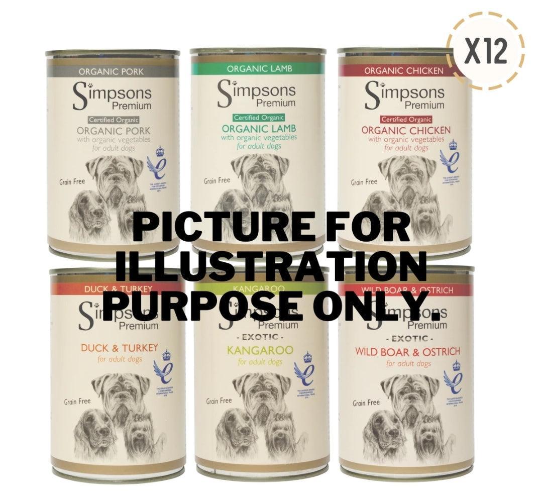 Simpsons Dog Mixed tin package 12 x 400g - North East Pet Shop Simpsons