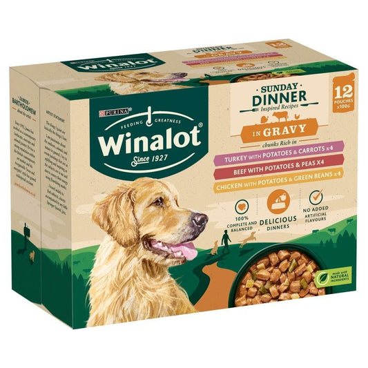 WWinalot Adult Sunday Dinner in Gravy 4 x 12 x 100g - North East Pet Shop Winalot