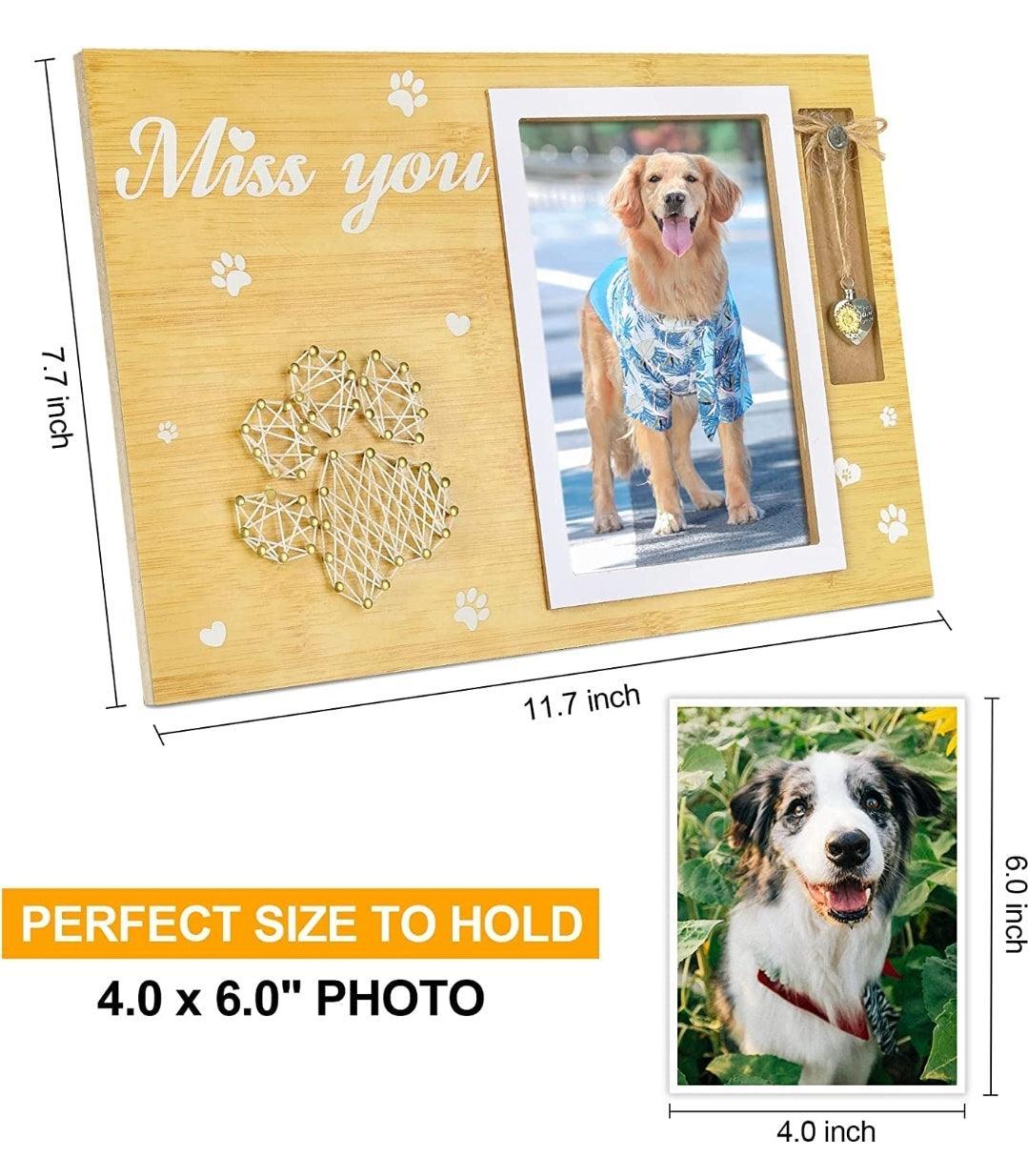 Pet Memorial Photo Frame with Pendant - Wooden Paw Print - North East Pet Shop North East Pet Shop